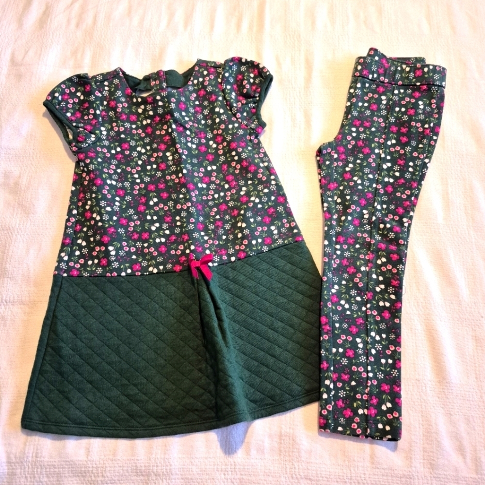 Gymboree dress 4T & pull on matching ponte pants size 5, both VVGUC Plum Pony